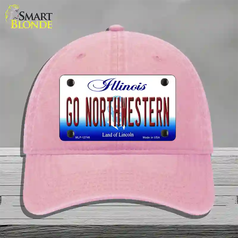 Go Northwestern Novelty License Plate Hat Unconstructed Cotton / Pink