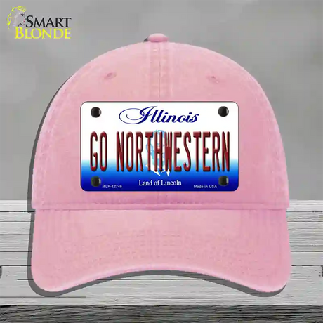 Go Northwestern Novelty License Plate Hat Unconstructed Cotton / Pink