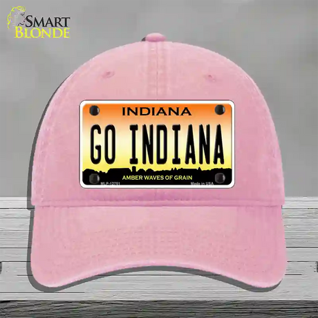 Go Indiana Novelty License Plate Hat Tag Unconstructed Cotton / Pink