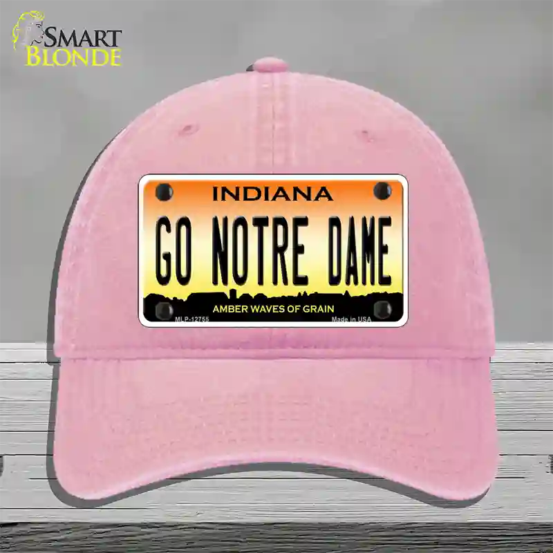 Go Notre Dame Novelty License Plate Hat Tag Unconstructed Cotton / Pink