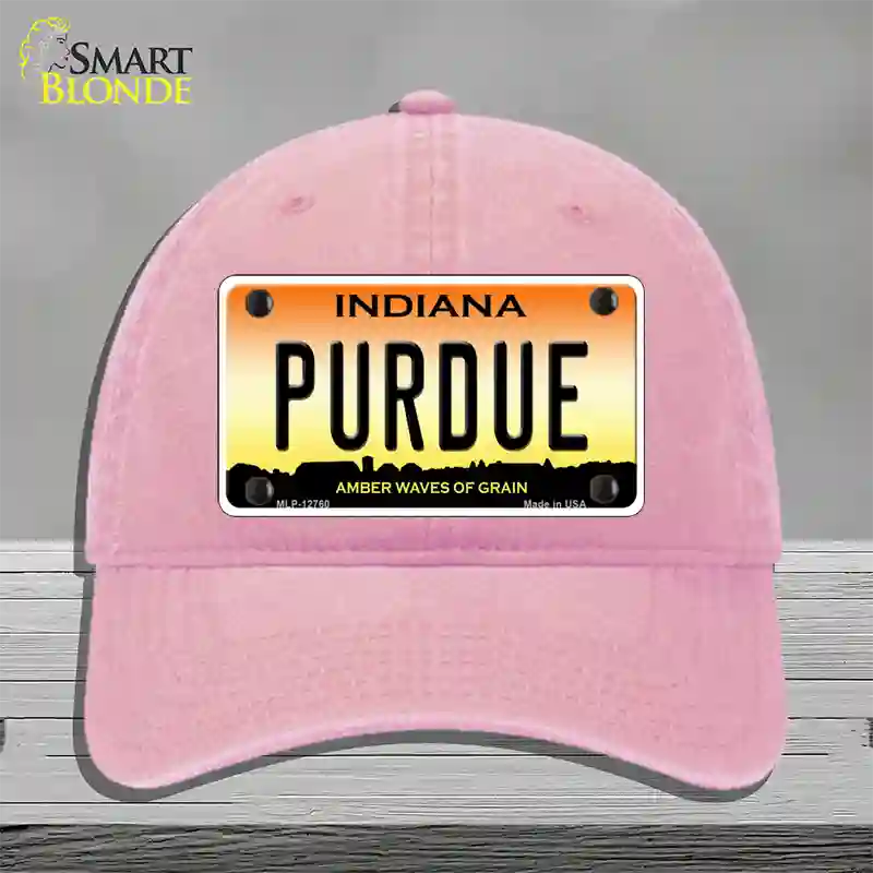 Purdue Novelty License Plate Hat Tag Unconstructed Cotton / Pink