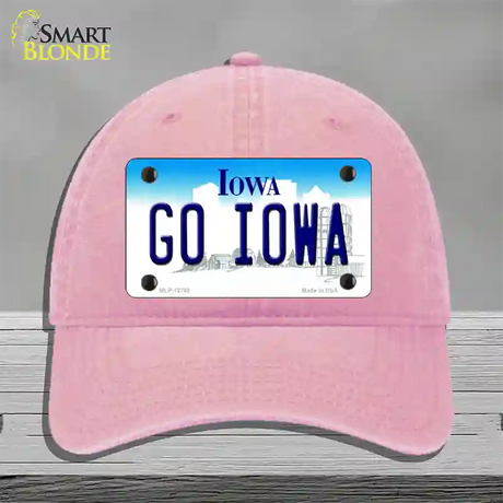 Go Iowa Novelty License Plate Hat Tag Unconstructed Cotton / Pink