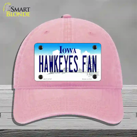 Hawkeyes Fan Novelty License Plate Hat Unconstructed Cotton / Pink