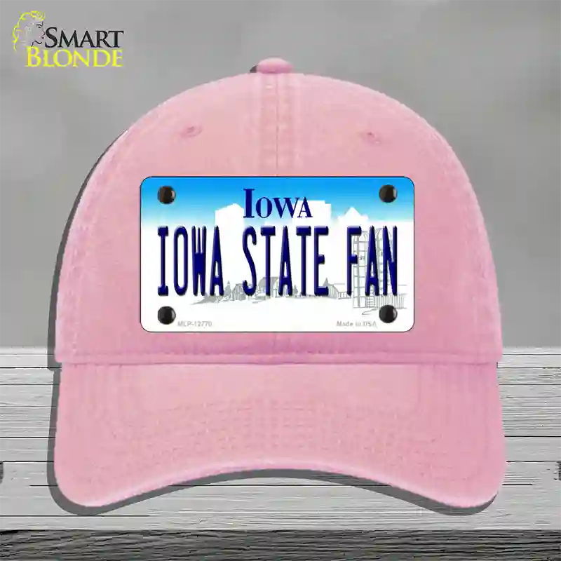 Iowa State Fan Novelty License Plate Hat Tag Unconstructed Cotton / Pink