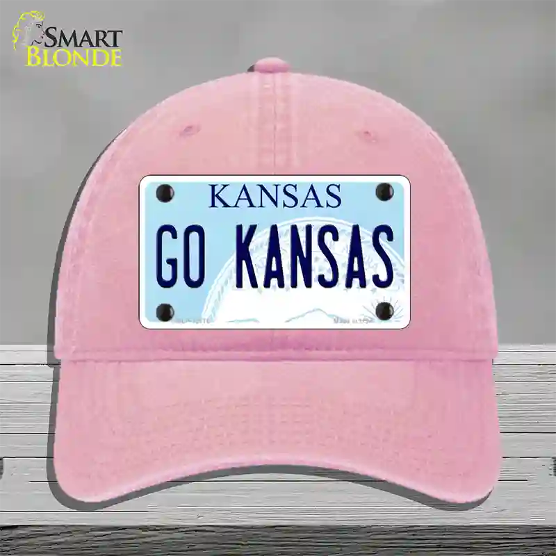 Go Kansas Novelty License Plate Hat Tag Unconstructed Cotton / Pink