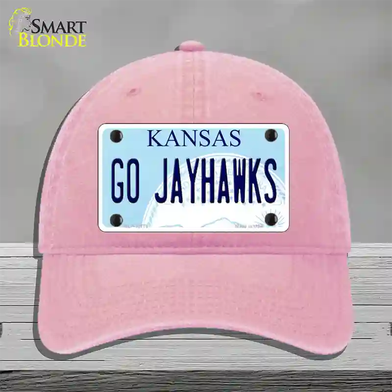 Go Jayhawks Novelty License Plate Hat Tag Unconstructed Cotton / Pink