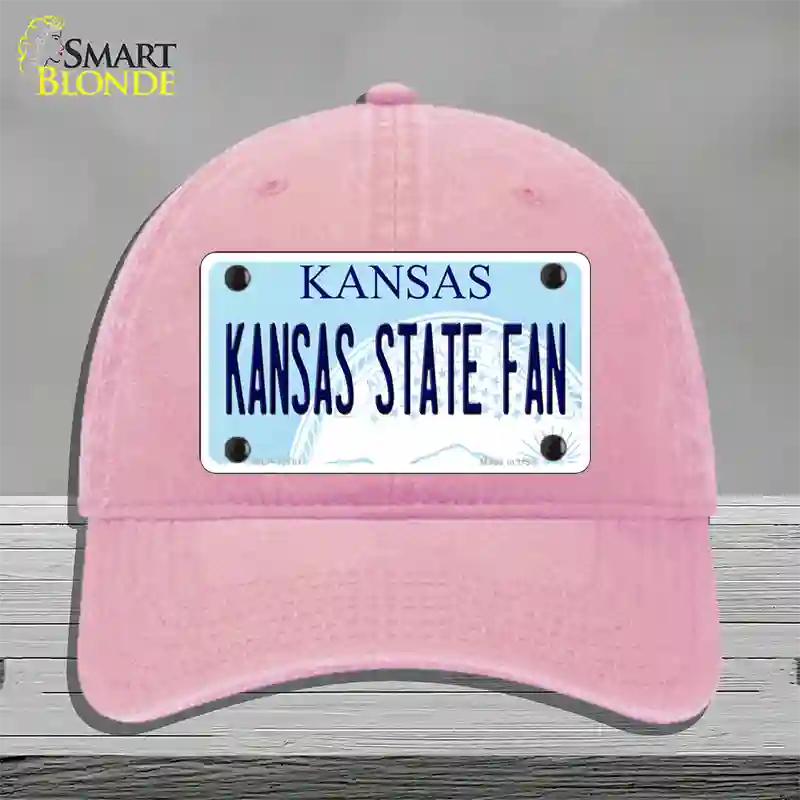 Kansas State Fan Novelty License Plate Hat Tag Unconstructed Cotton / Pink