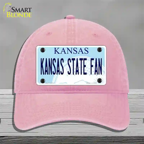 Kansas State Fan Novelty License Plate Hat Tag Unconstructed Cotton / Pink