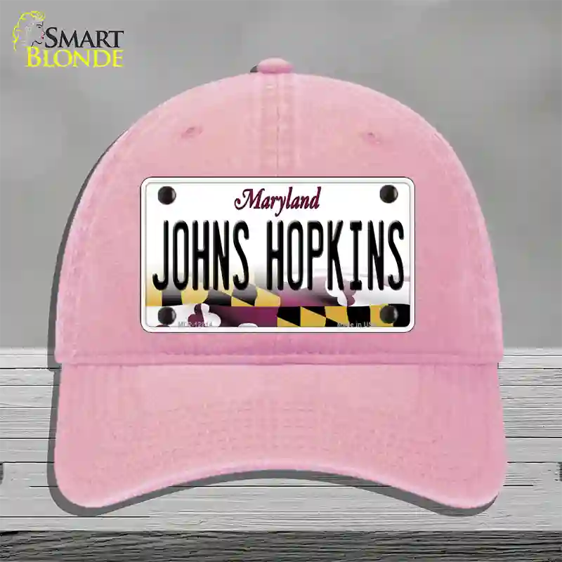 Johns Hopkins Novelty License Plate Hat Tag Unconstructed Cotton / Pink