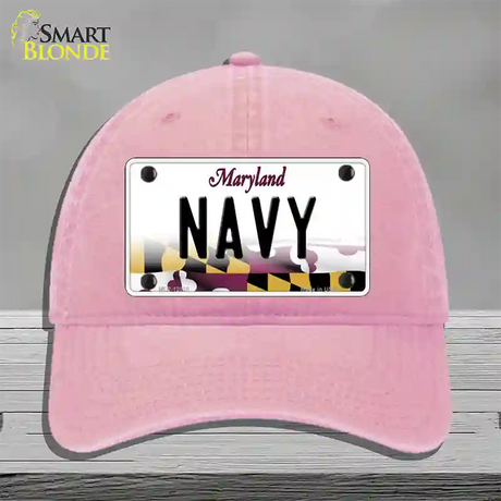 Navy Novelty License Plate Hat Unconstructed Cotton / Pink