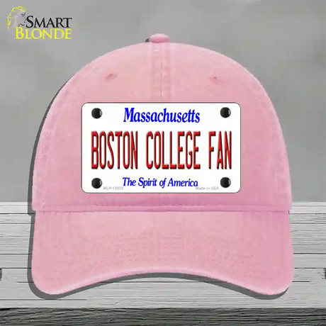 Boston College Fan Novelty License Plate Hat Unconstructed Cotton / Pink