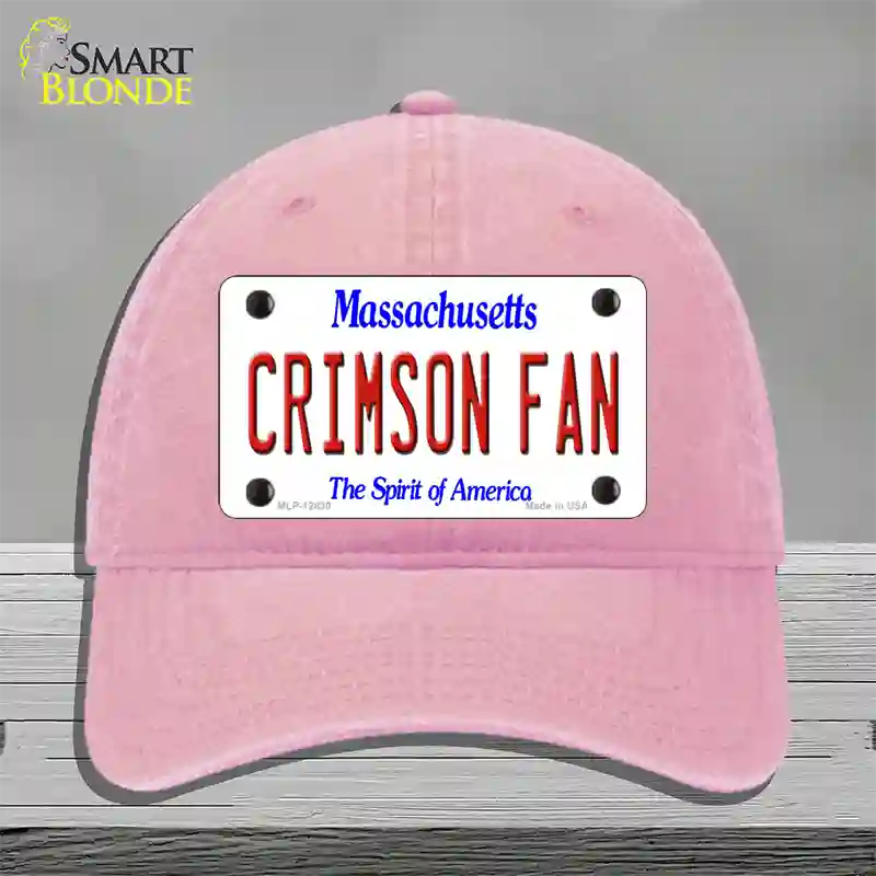 Crimson Fan Novelty License Plate Hat Unconstructed Cotton / Pink