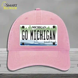 Go Michigan Novelty License Plate Hat Unconstructed Cotton / Pink