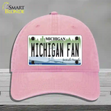 Michigan Fan Novelty License Plate Hat Unconstructed Cotton / Pink