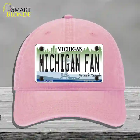 Michigan Fan Novelty License Plate Hat Unconstructed Cotton / Pink