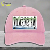 Wolverines Fan Novelty License Plate Hat Unconstructed Cotton / Pink