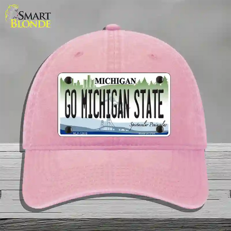 Go Michigan State Novelty License Plate Hat Unconstructed Cotton / Pink