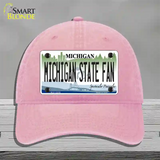 Michigan State Fan Novelty License Plate Hat Unconstructed Cotton / Pink