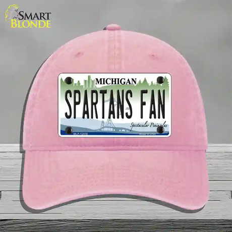 Spartans Fan Novelty License Plate Hat Unconstructed Cotton / Pink