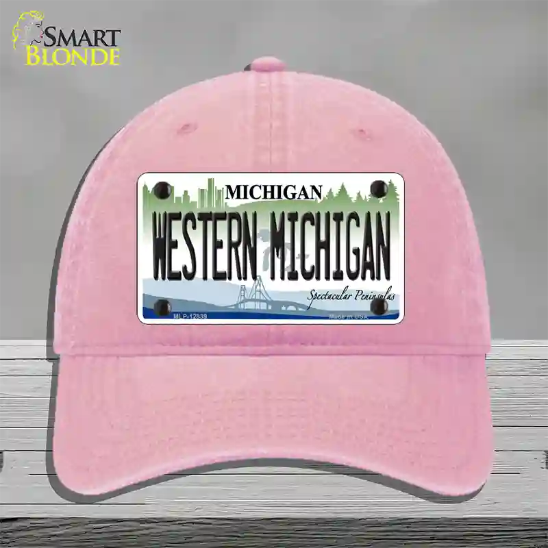 Western Michigan Novelty License Plate Hat Unconstructed Cotton / Pink