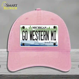 Go Western Michigan Novelty License Plate Hat Unconstructed Cotton / Pink