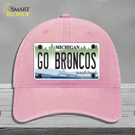 Go Broncos Michigan Novelty License Plate Hat Unconstructed Cotton / Pink