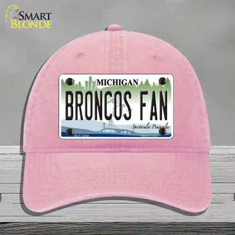 Broncos Fan Michigan Novelty License Plate Hat Unconstructed Cotton / Pink