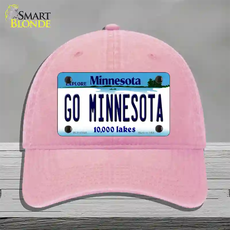 Go Minnesota Novelty License Plate Hat Unconstructed Cotton / Pink