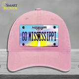 Go Mississippi Novelty License Plate Hat Unconstructed Cotton / Pink