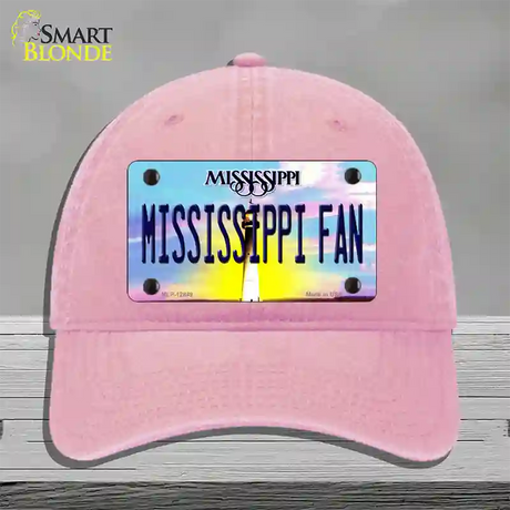 Mississippi Fan Novelty License Plate Hat Unconstructed Cotton / Pink