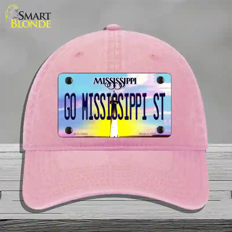 Go Mississippi State Novelty License Plate Hat Unconstructed Cotton / Pink