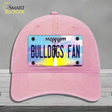 Bulldogs Fan Mississippi Novelty License Plate Hat Unconstructed Cotton / Pink