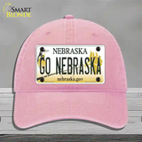 Go Nebraska Novelty License Plate Hat Unconstructed Cotton / Pink