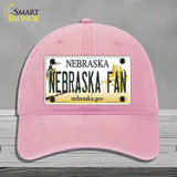 Nebraska Fan Novelty License Plate Hat Unconstructed Cotton / Pink