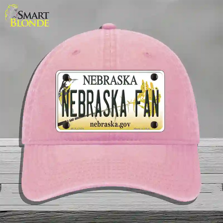 Nebraska Fan Novelty License Plate Hat Unconstructed Cotton / Pink