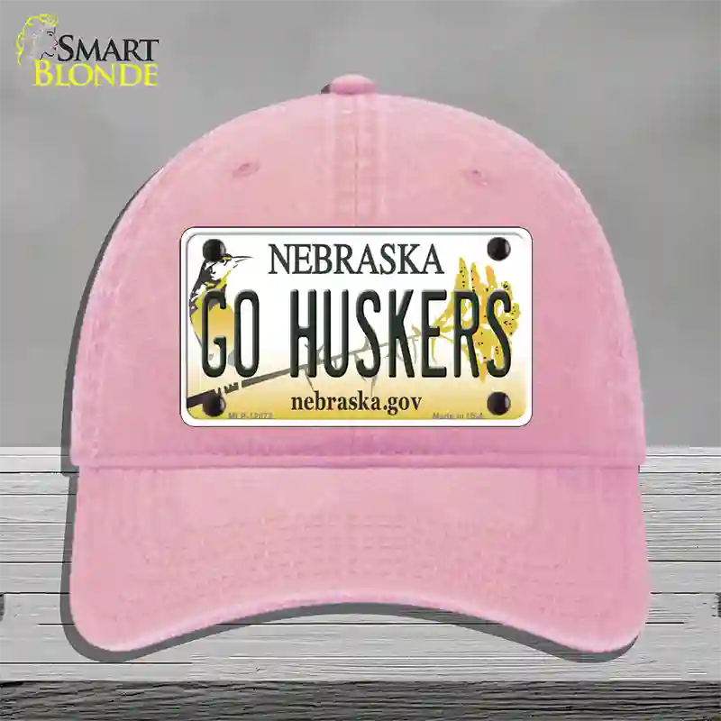 Go Huskers Novelty License Plate Hat Unconstructed Cotton / Pink