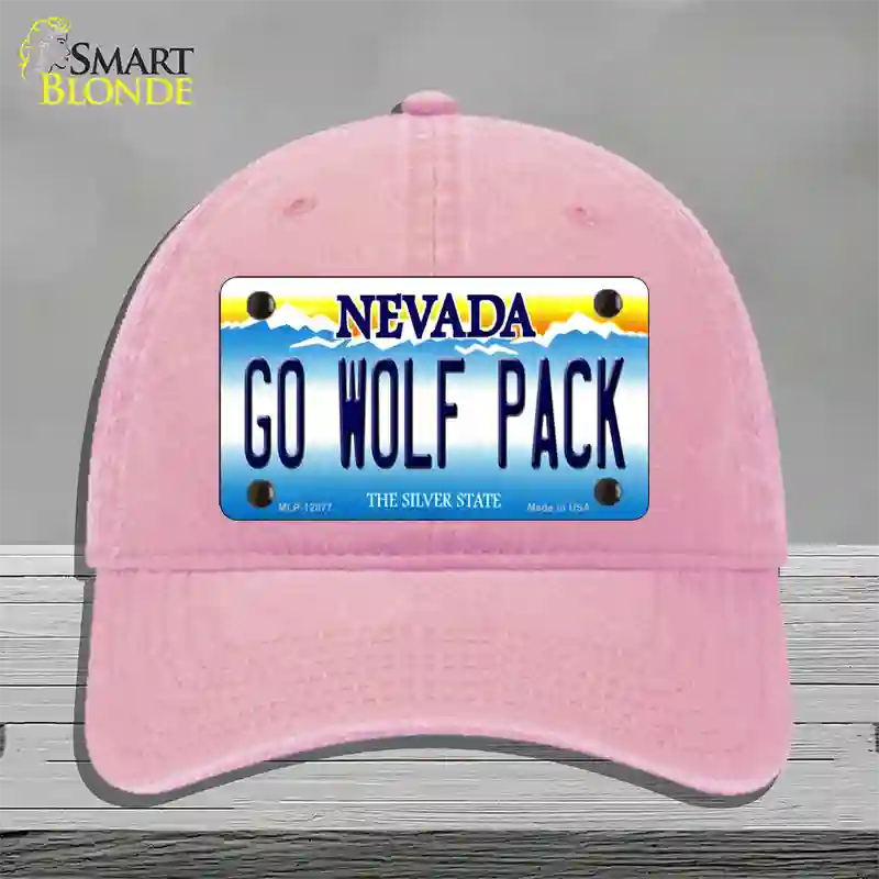 Go Wolf Pack Novelty License Plate Hat Unconstructed Cotton / Pink