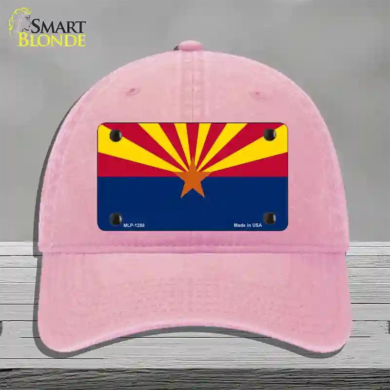 Arizona Small Star Novelty License Plate Hat Unconstructed Cotton / Pink