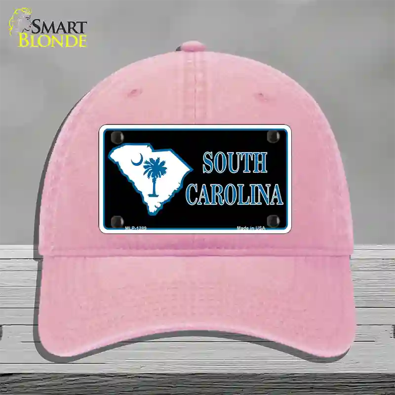 South Carolina Flag Novelty License Plate Hat Unconstructed Cotton / Pink