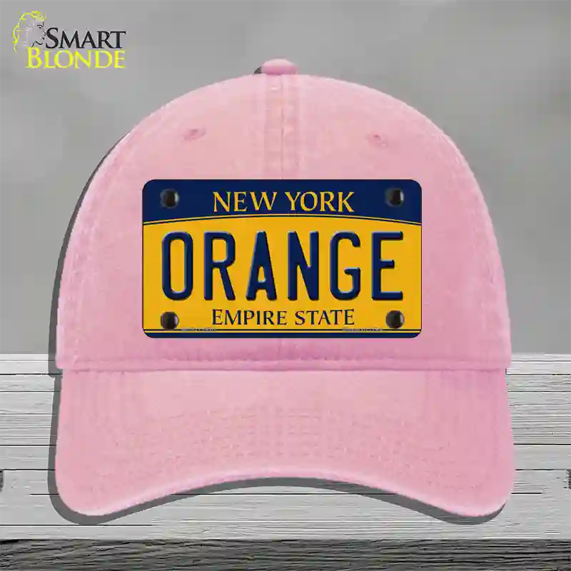 Orange Novelty License Plate Hat Unconstructed Cotton / Pink