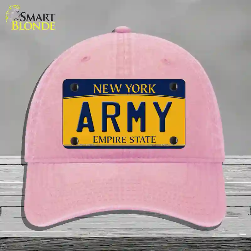 Army Novelty License Plate Hat Unconstructed Cotton / Pink