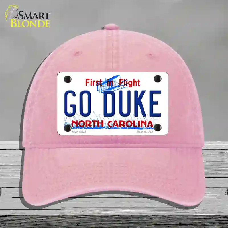 Go Duke Novelty License Plate Hat Unconstructed Cotton / Pink