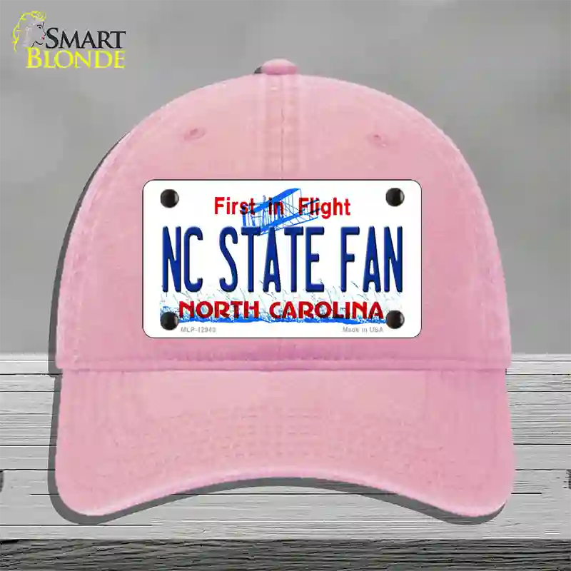 North Carolina State Fan Novelty License Plate Hat Unconstructed Cotton / Pink