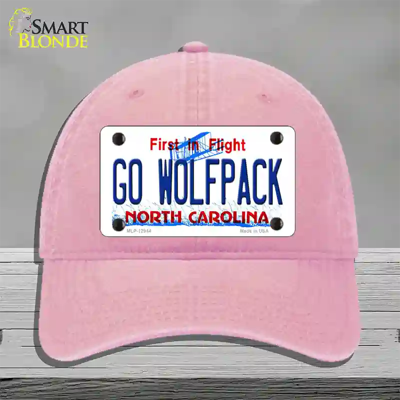 Go Wolfpack Novelty License Plate Hat Unconstructed Cotton / Pink