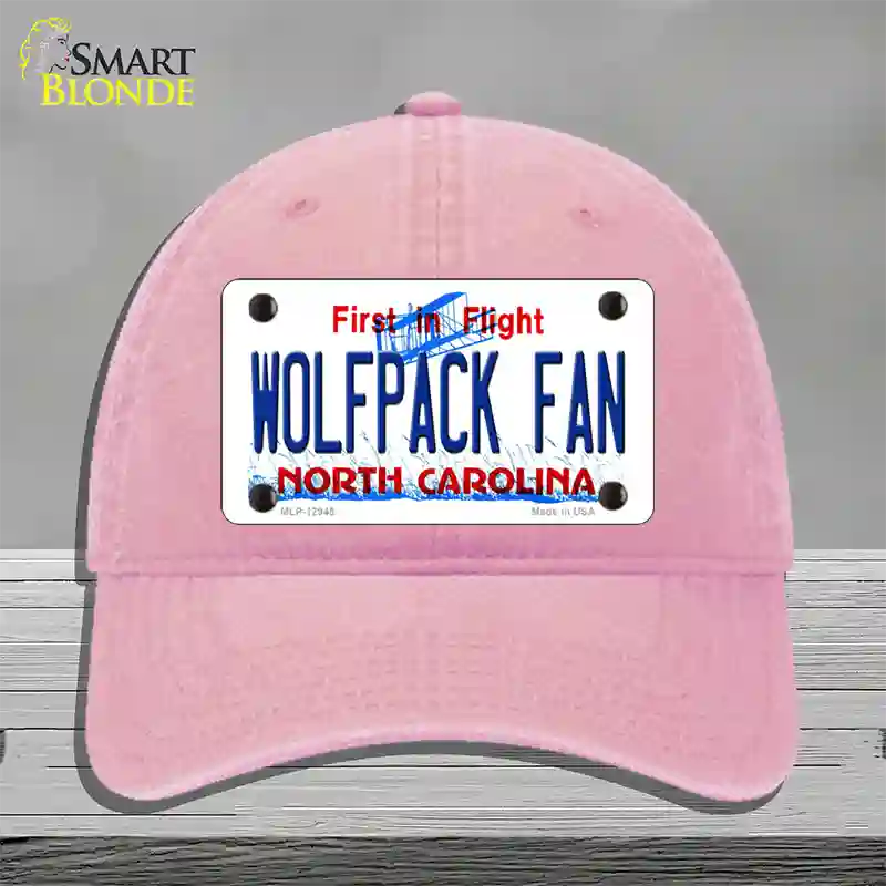 Wolfpack Fan Novelty License Plate Hat Unconstructed Cotton / Pink