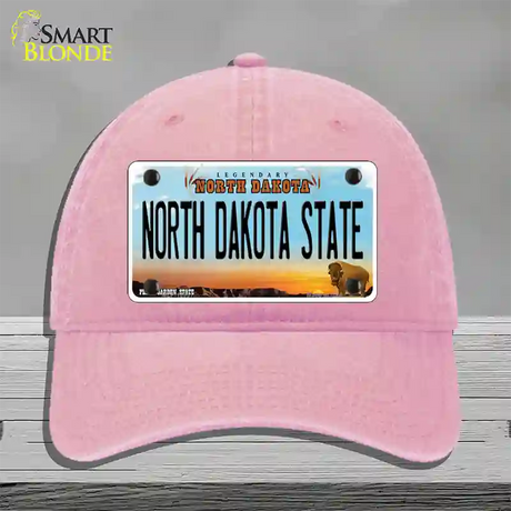 North Dakota State Novelty License Plate Hat Unconstructed Cotton / Pink