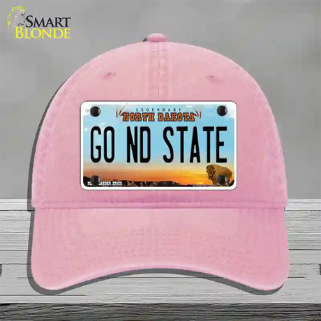 Go North Dakota State Novelty License Plate Hat Unconstructed Cotton / Pink