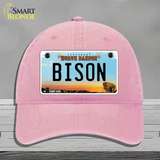 Bison Novelty License Plate Hat Unconstructed Cotton / Pink