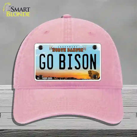 Go Bison Novelty License Plate Hat Unconstructed Cotton / Pink