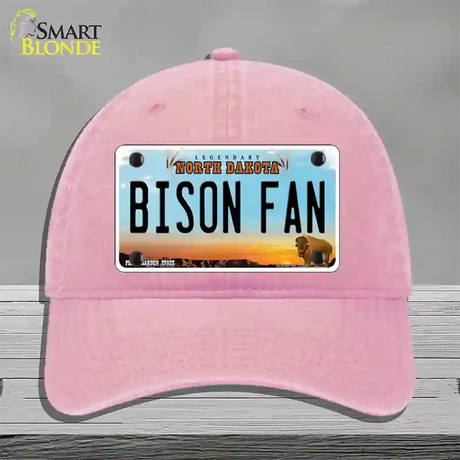 Bison Fan Novelty License Plate Hat Unconstructed Cotton / Pink